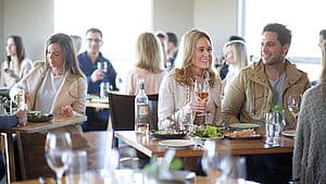 Diners enjoying food and wine at Locale Restaurant at De Bortoli Yarra Valley Estate
