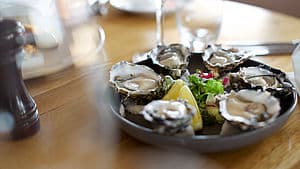 Fresh oysters and glass of wine Locale Restaurant Menu De Bortoli Wines Yarra Valley Estate