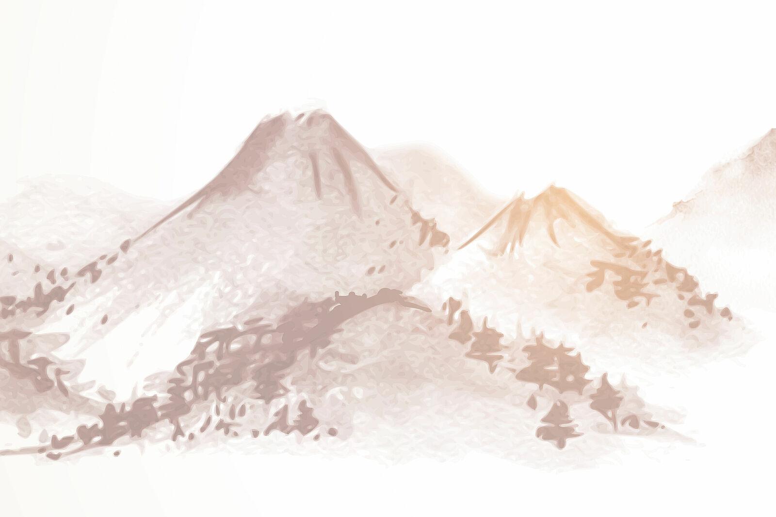 Water colour of volcano cones (mountains)