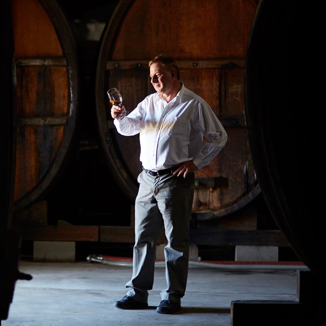 Darren De Bortoli Managing Director of De Bortoli Wines tasting Noble One