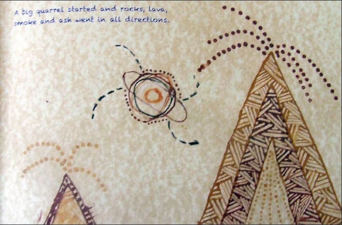 Drawing of volcanos
